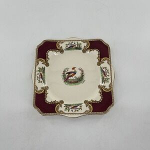 Myott Staffordshire England Square Plate Red Pheasant Chelsea Bird A Robert 8.5"